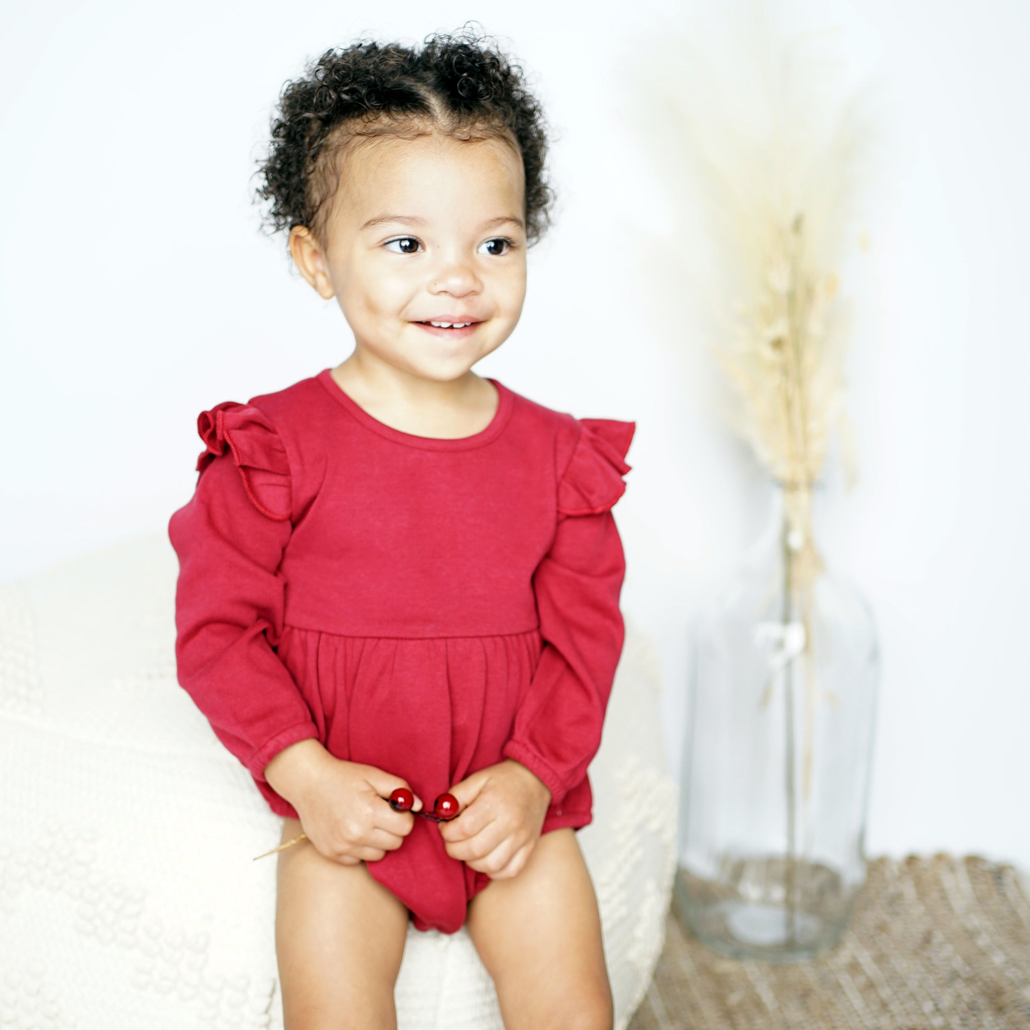 Merlot Flutter Long Sleeve Baby Onesie